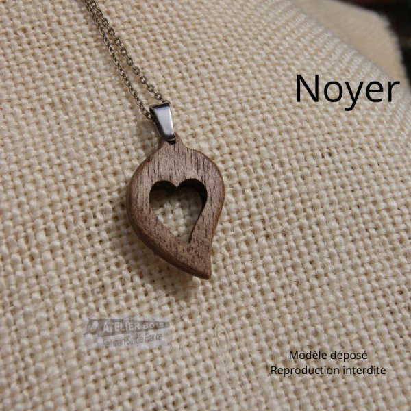 pendant wood wedding jewelery and nature cut heart, cherry wood, handmade, valentine's day gift idea, wood wedding
