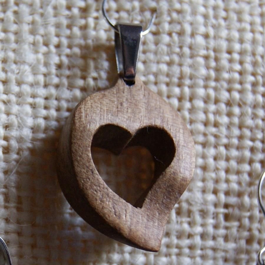 pendant wedding wood heart Valentine's Day walnut wood nature