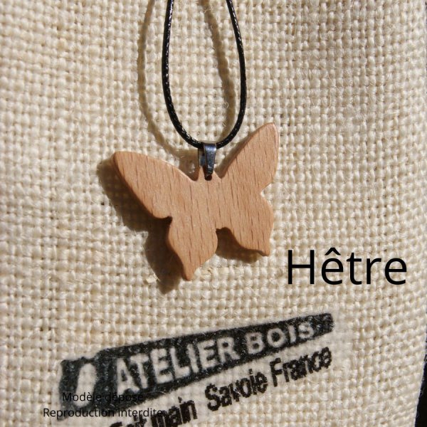 butterfly pendant made of beech wood and nature jewelry, handmade