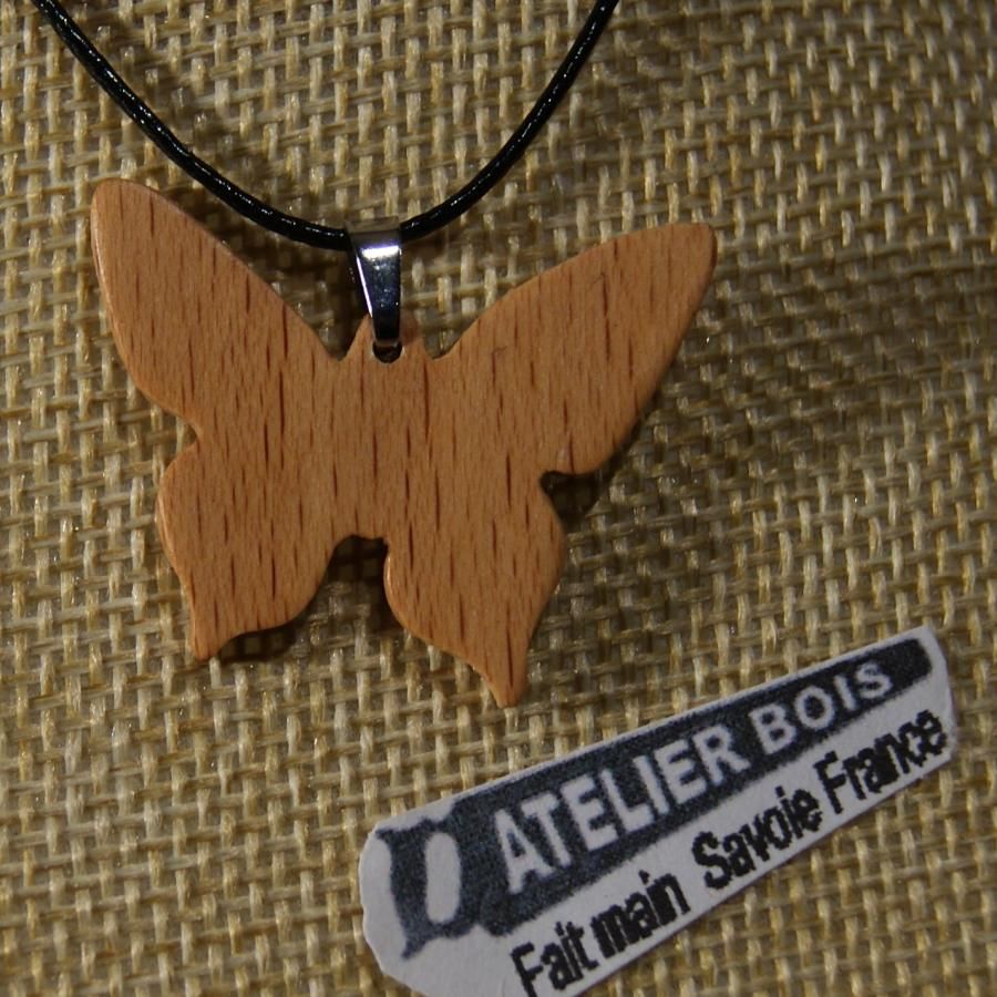 butterfly pendant made of beech wood and nature jewelry, handmade