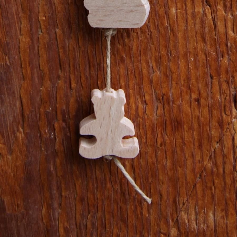 wooden bead teddy bear handmade for the manufacture of mobile and suspension, vertical drilling solid beech