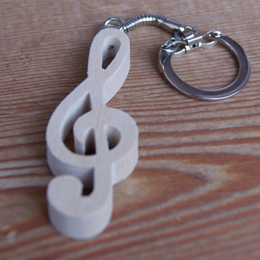key ring, musician gift, handmade solid wood, cherry wood, original musician gift