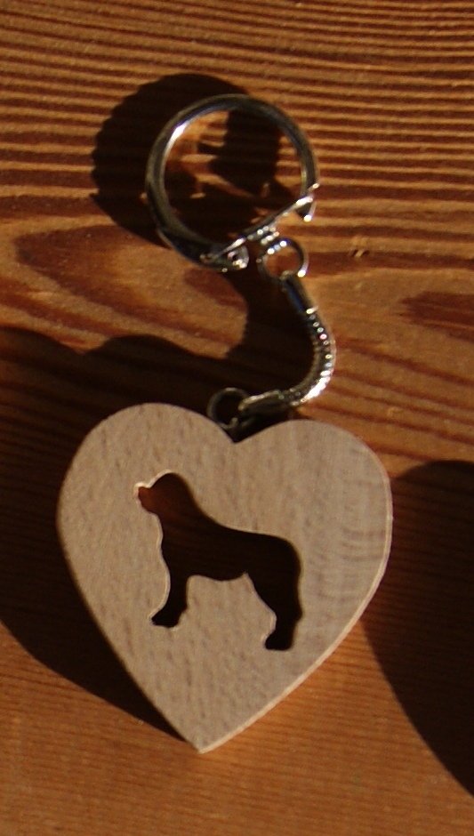 key ring heart and dog saint bernard or golden retriever