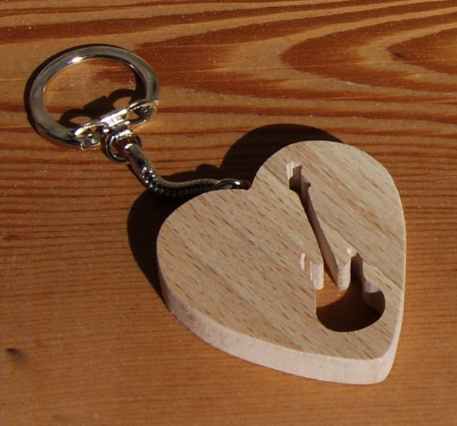 heart and electric or bass guitar keychain, personalized handmade guitarist gift