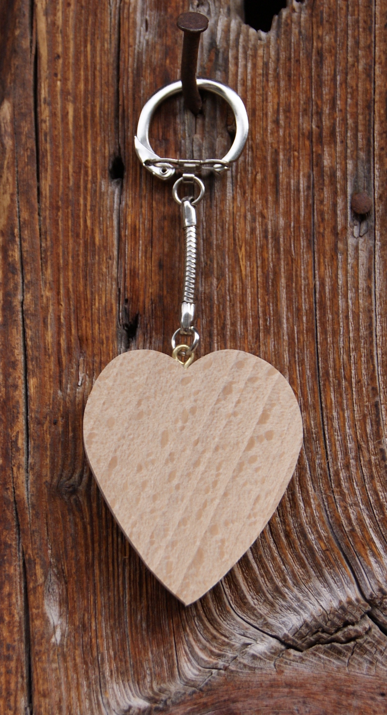 key ring heart beech, manual activity painting, pyrography, to personalize for Valentine's day