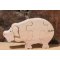 Wooden jigsaw puzzle pig 4 pieces Hetre handmade, farm animals