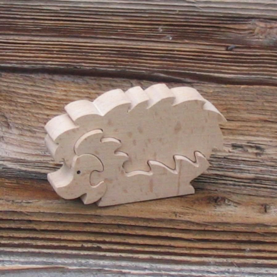 Wooden jigsaw puzzle 3 pieces solid beechwood, handmade, animals 