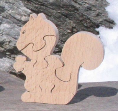 Wooden jigsaw puzzle 5 pieces squirrel Hetre massif, handcrafted, wild animals