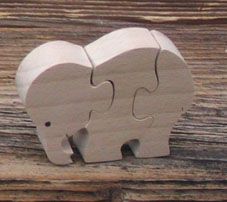 Wooden jigsaw puzzle 3 pieces elephant Hetre massif, handmade, savannah animals