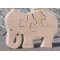 Wooden jigsaw puzzle 4 pieces elephant eating Hetre solid, handmade