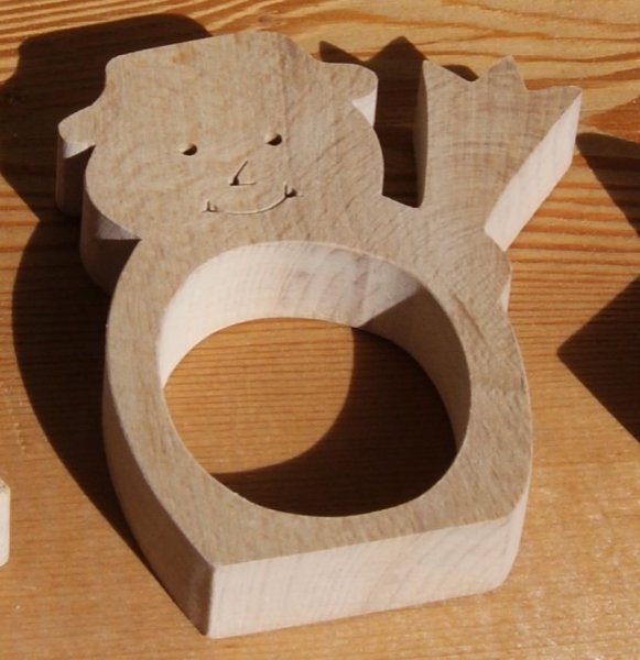 Napkin ring snowman and his broom handmade solid beech, Christmas table decoration