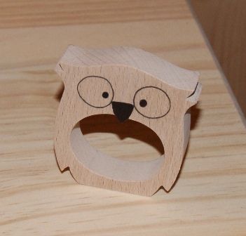 Napkin ring owl to personalize handmade solid wood