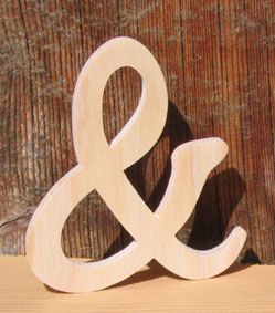 sign and 10 cm, wooden ampersand to stick