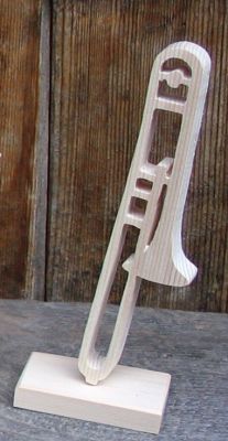 trombone mounted on a wooden base, musical decoration, trombonist gift, handmade