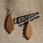 earrings oak leaf made of solid wood Meleze ethical jewelry, nature jewelry waxed, handmade