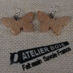 butterfly earrings in ash wood ethical jewelry, nature jewelry waxed, handmade