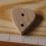 Heart button 15mm solid wood handmade