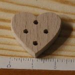 Button heart 22mm to decorate and sew or glue, embellishment scrap handmade solid wood