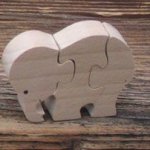 Wooden jigsaw puzzle 3 pieces elephant Hetre massif, handmade, savannah animals