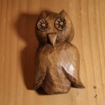 Hand carved owl waxed walnut interior decoration solid lime wood