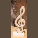 solid wood treble clef mounted on a base, wedding table decoration, musician gift