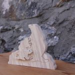 3 marmots puzzle 4 pieces solid beechwood, handmade, mountain animals