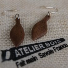 earrings ethical jewelry solid wood handmade walnut waxed, handmade