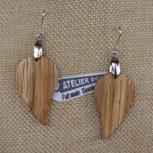 earrings round leaf oak jewelry ethical wood, nature jewelry waxed, handmade