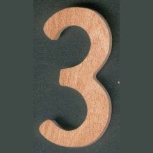 Number 3 ht 10cm in wood to stick
