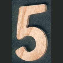 Number 5 in wood 5 cm to stick in frene