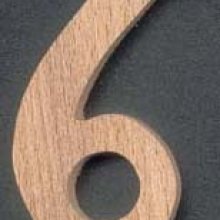 Number 6 ht 8cm, solid beech, hand carved