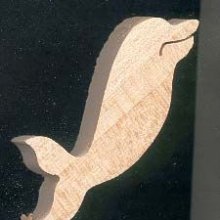 Miniature dolphin figurine 4.6x 5 cm in wood, handmade
