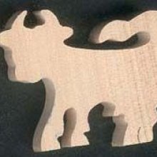 miniature cow figurine 3mm thick to paint and glue in solid maple wood cut by hand, embellishment scrap animals farm