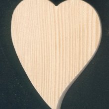Solid wood heart 6 x 7.5 cm inclined shape with or without hanging hook, handmade