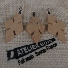 Handmade ash wood cross set, earrings and pendant
