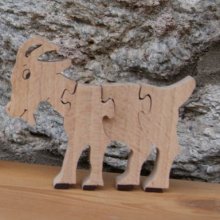 Wooden jigsaw puzzle 4 pieces goat Hetre handmade, farm animals