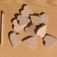 10 miniature hearts to stick to decorate solid wood handmade scrapbooking embellishment