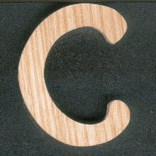 Letter C to stick in ash wood height 5 cm thickness 5 mm