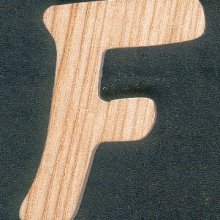 Letter F in ash wood height 5 cm thickness 5 mm