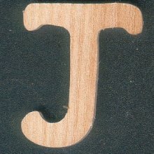 Letter J in ash wood, height 5 cm