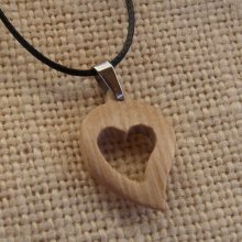 ash wood heart pendant, wood wedding, valentine's day, wood and nature jewels handcrafted