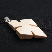 cross pendant in waxed maple, ethical jewel, handmade