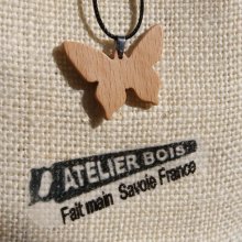 butterfly pendant made of beech wood and nature jewelry, handmade