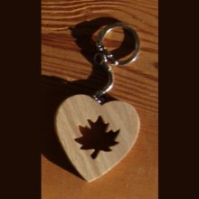 heart and maple leaf key ring