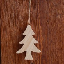 Christmas tree 10 cm in solid wood to paint to hang, hand-cut